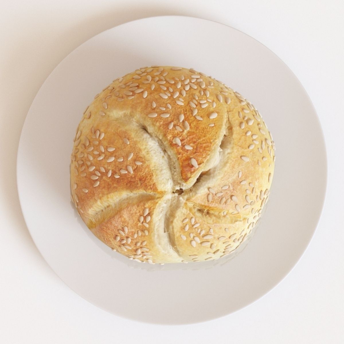 White Bread Bun Mid-Poly 3D model_5