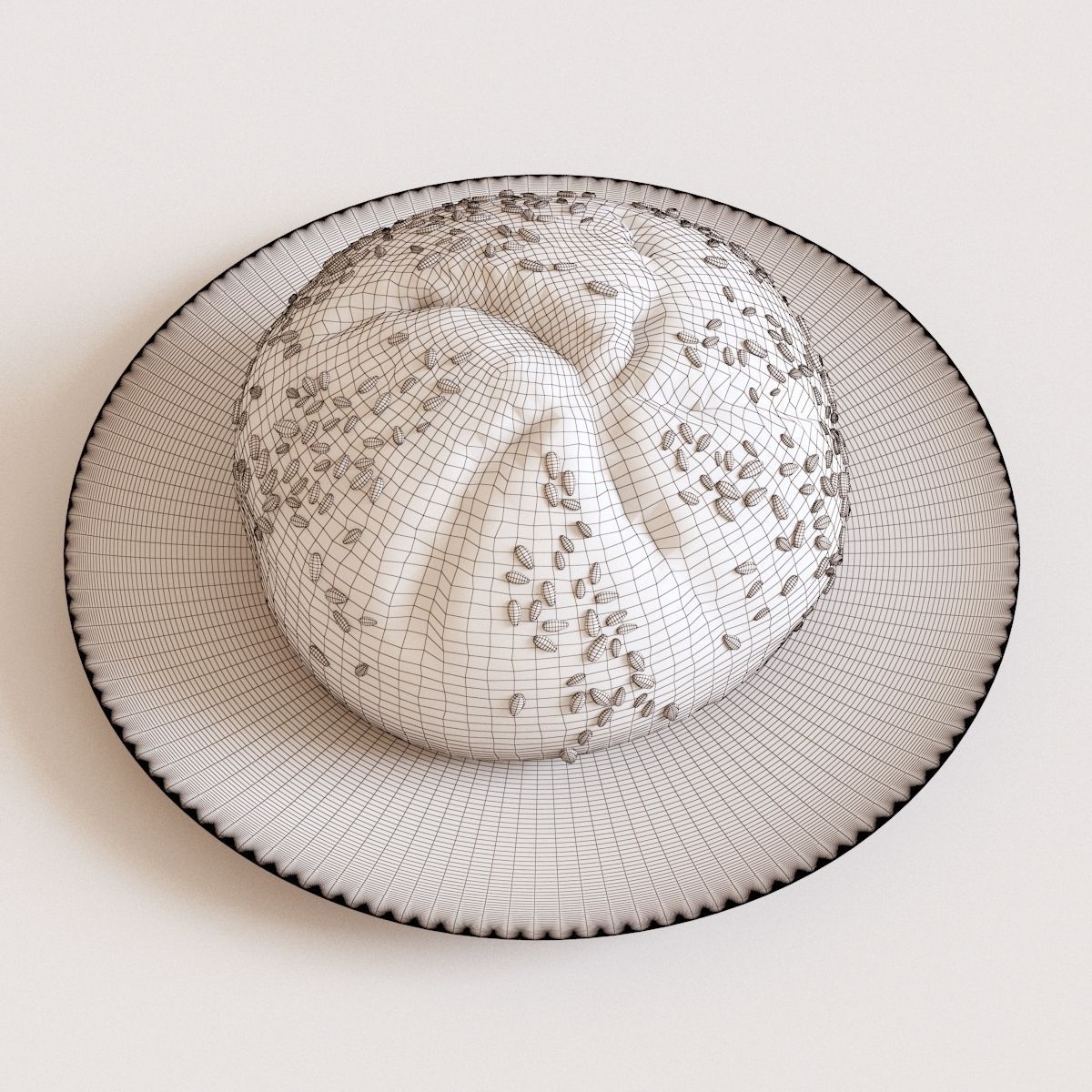 White Bread Bun Mid-Poly 3D model_3