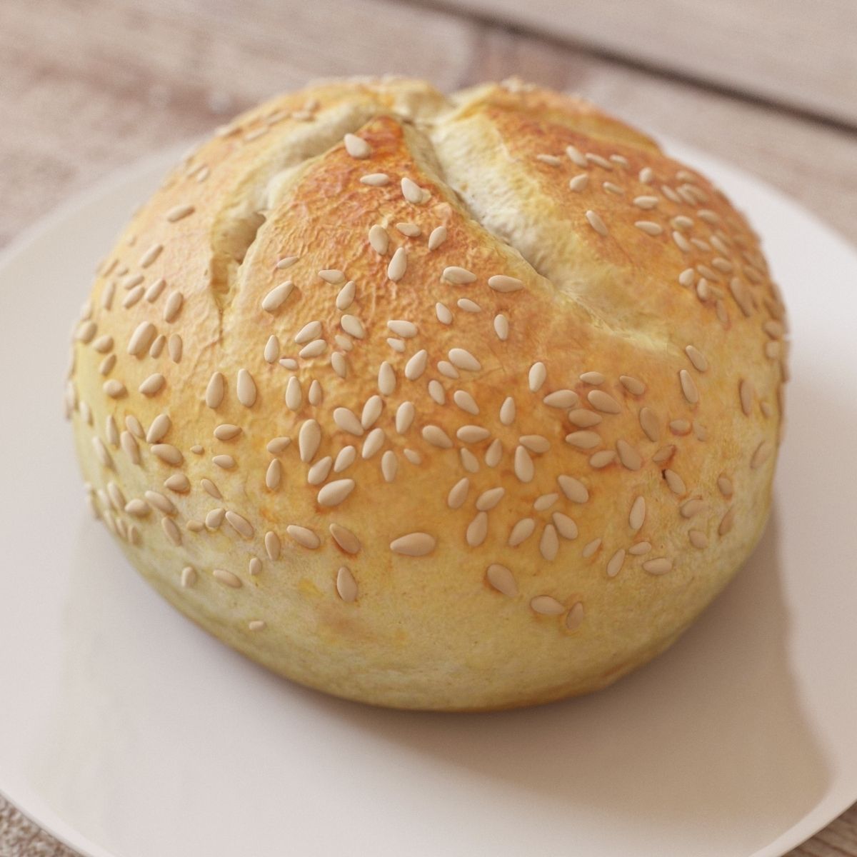 White Bread Bun Mid-Poly 3D model_1