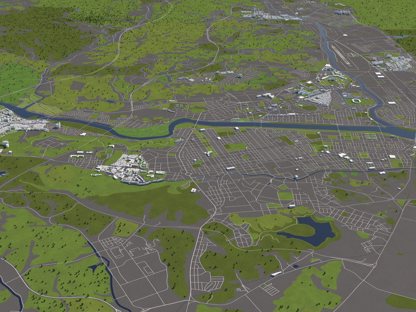 Ulsan South Korea 50x50km 3D model_2