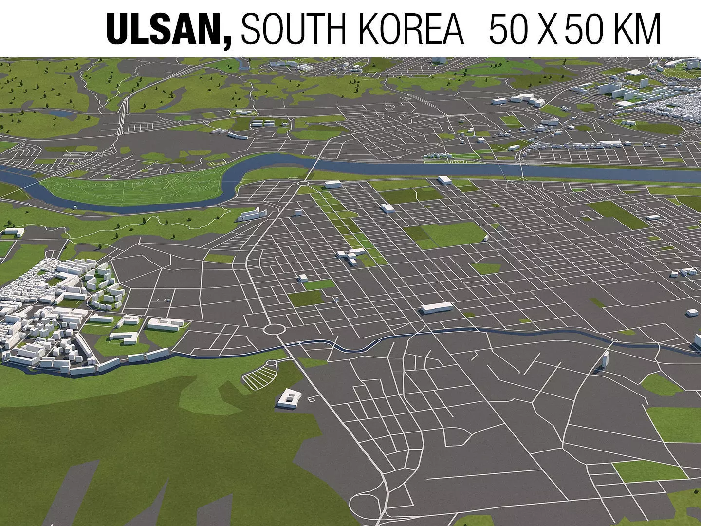 Ulsan South Korea 50x50km 3D model_0