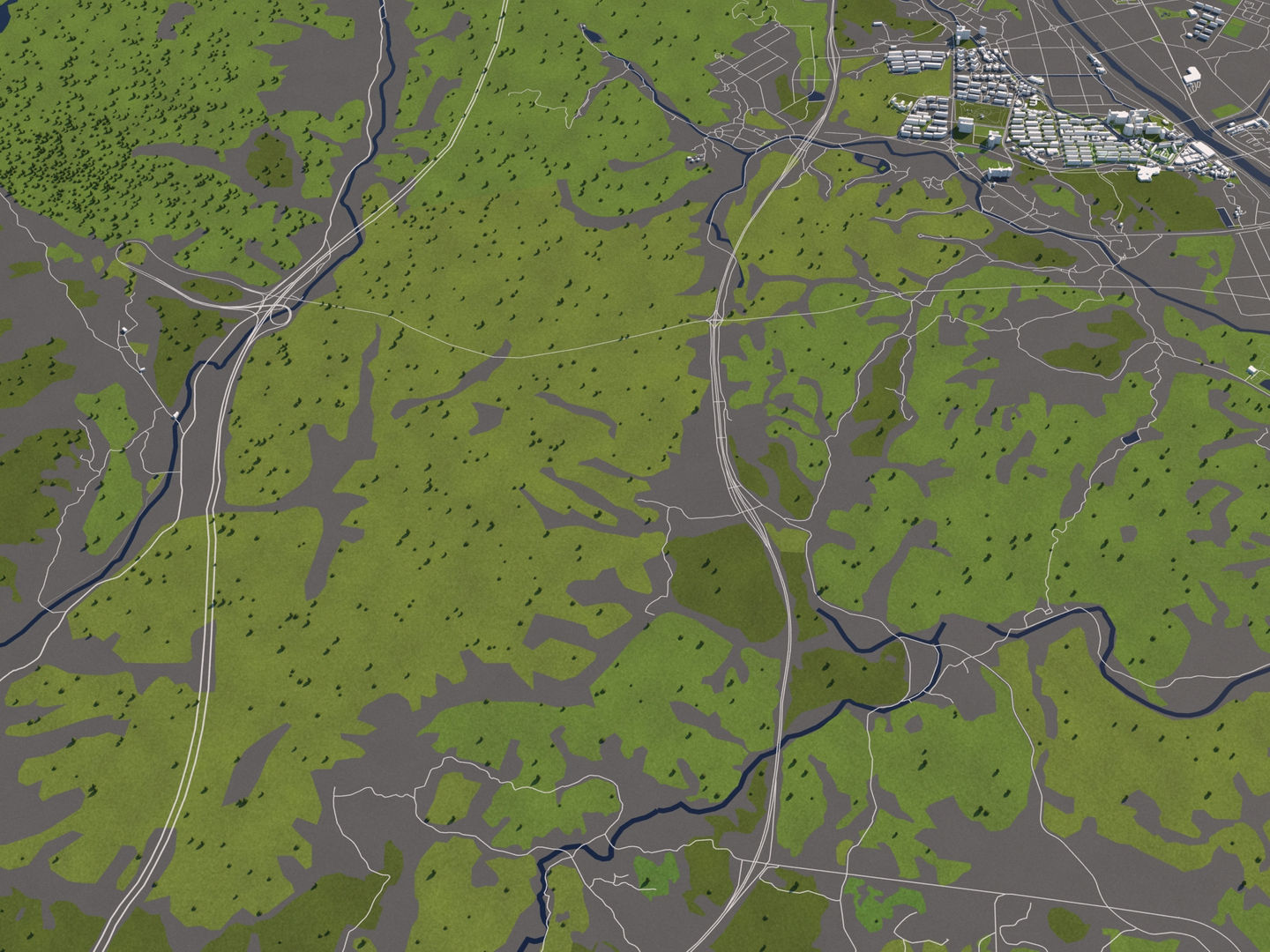 Ulsan South Korea 50x50km 3D model_6