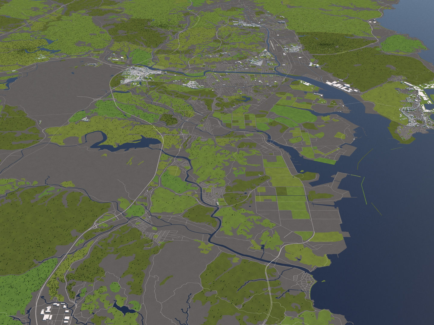 Ulsan South Korea 50x50km 3D model_3