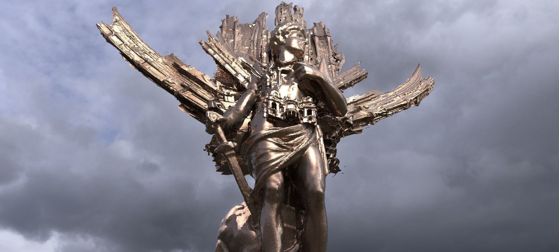 Roman God Mars Wide Wings 4 3D model_1