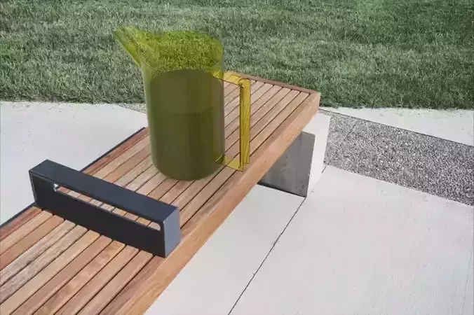 pitcher wooden bench with jug