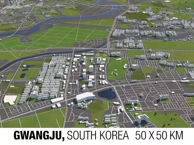 Gwangju South Korea 50x50km