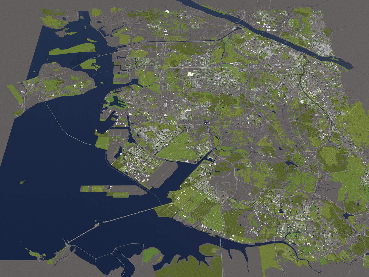 Incheon South Korea 50x50km 3D model_11