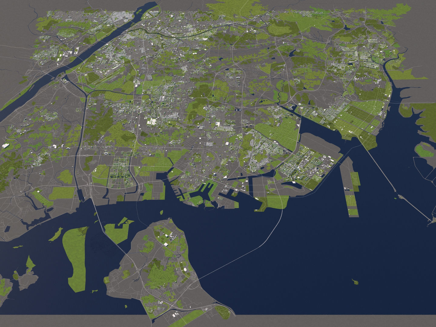 Incheon South Korea 50x50km 3D model_12