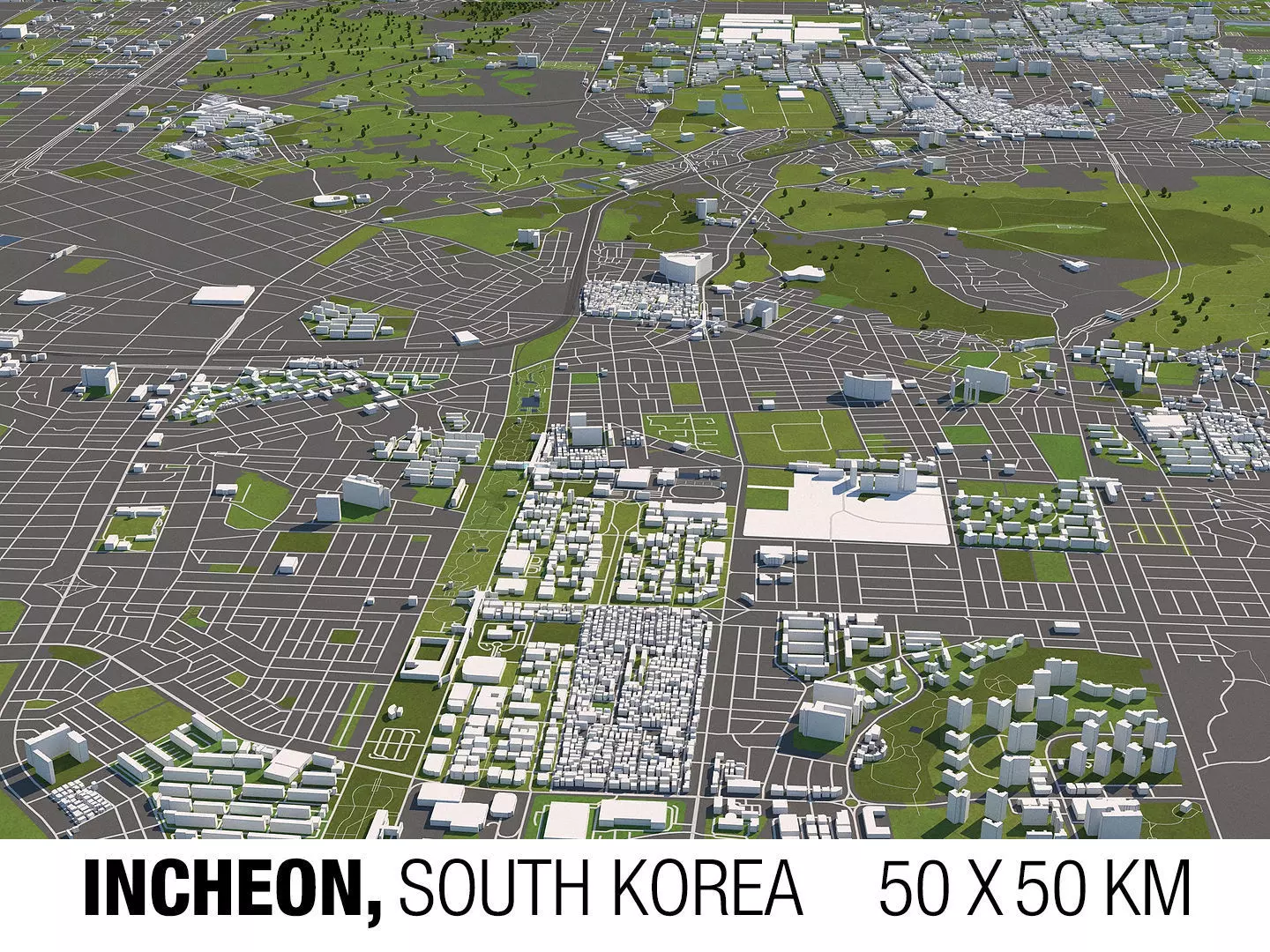 Incheon South Korea 50x50km 3D model_0