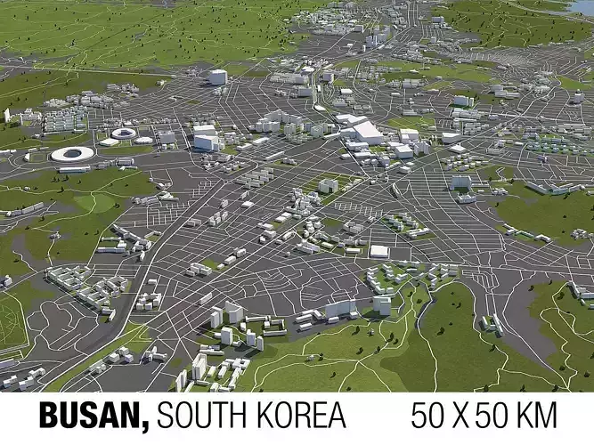 Busan South Korea 50x50km