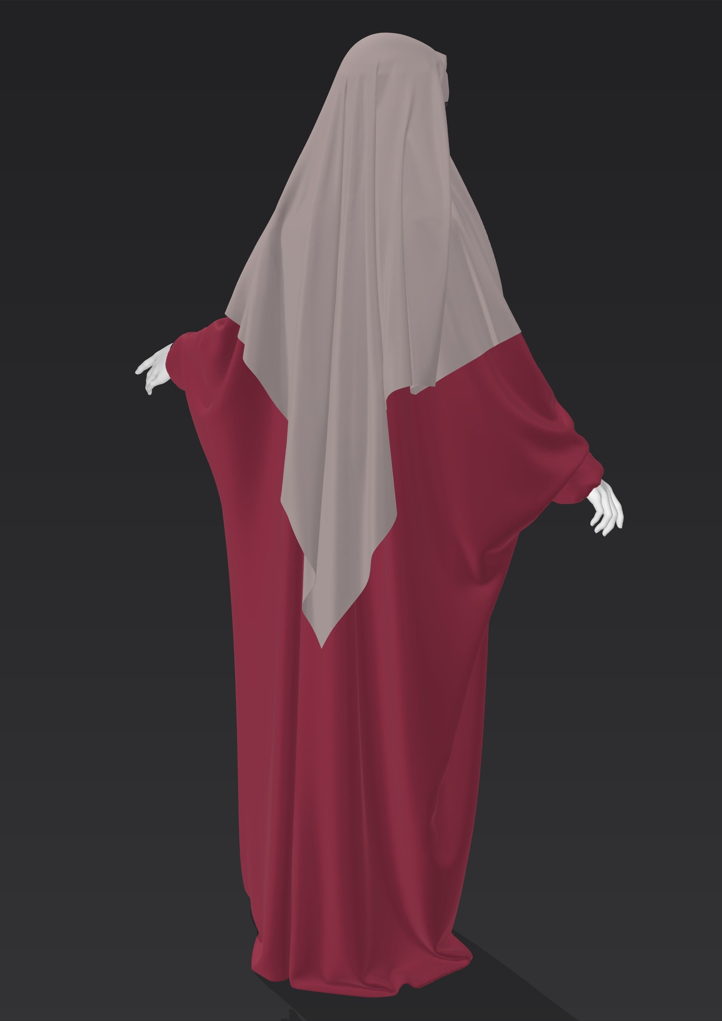 2 jilbebs and niqab 3D model_2