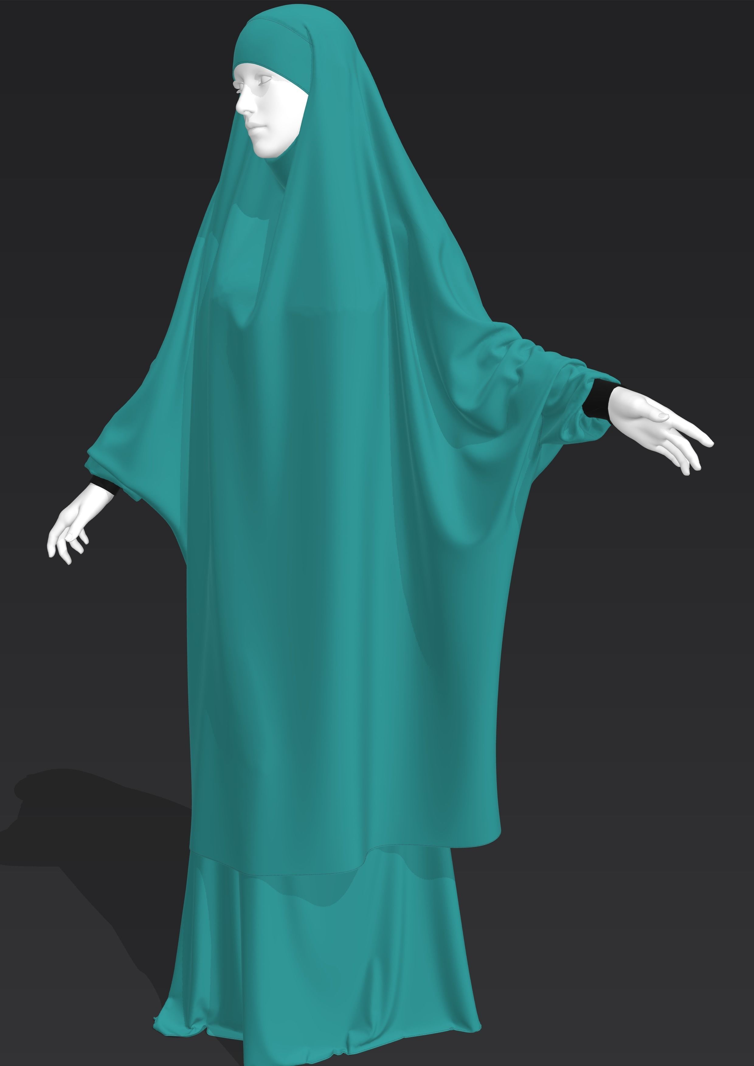 2 jilbebs and niqab 3D model_3