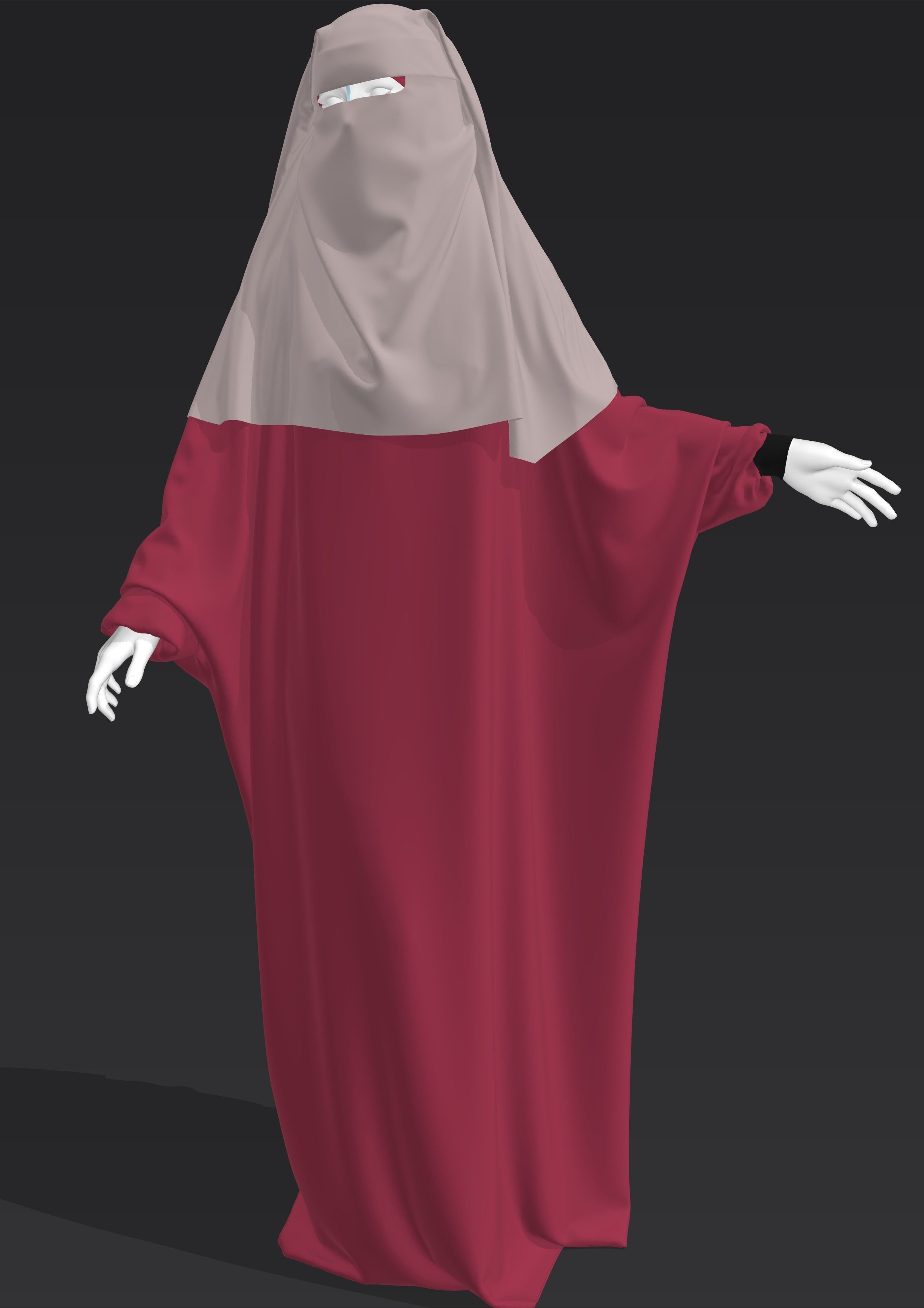 2 jilbebs and niqab 3D model_1
