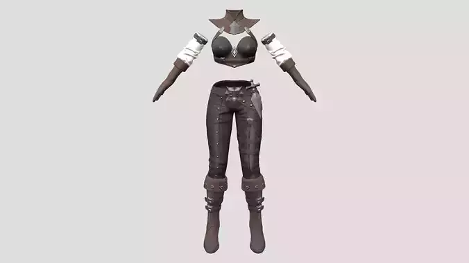 Female Warrior Pants Dagger Boots Top Gloves Outfit