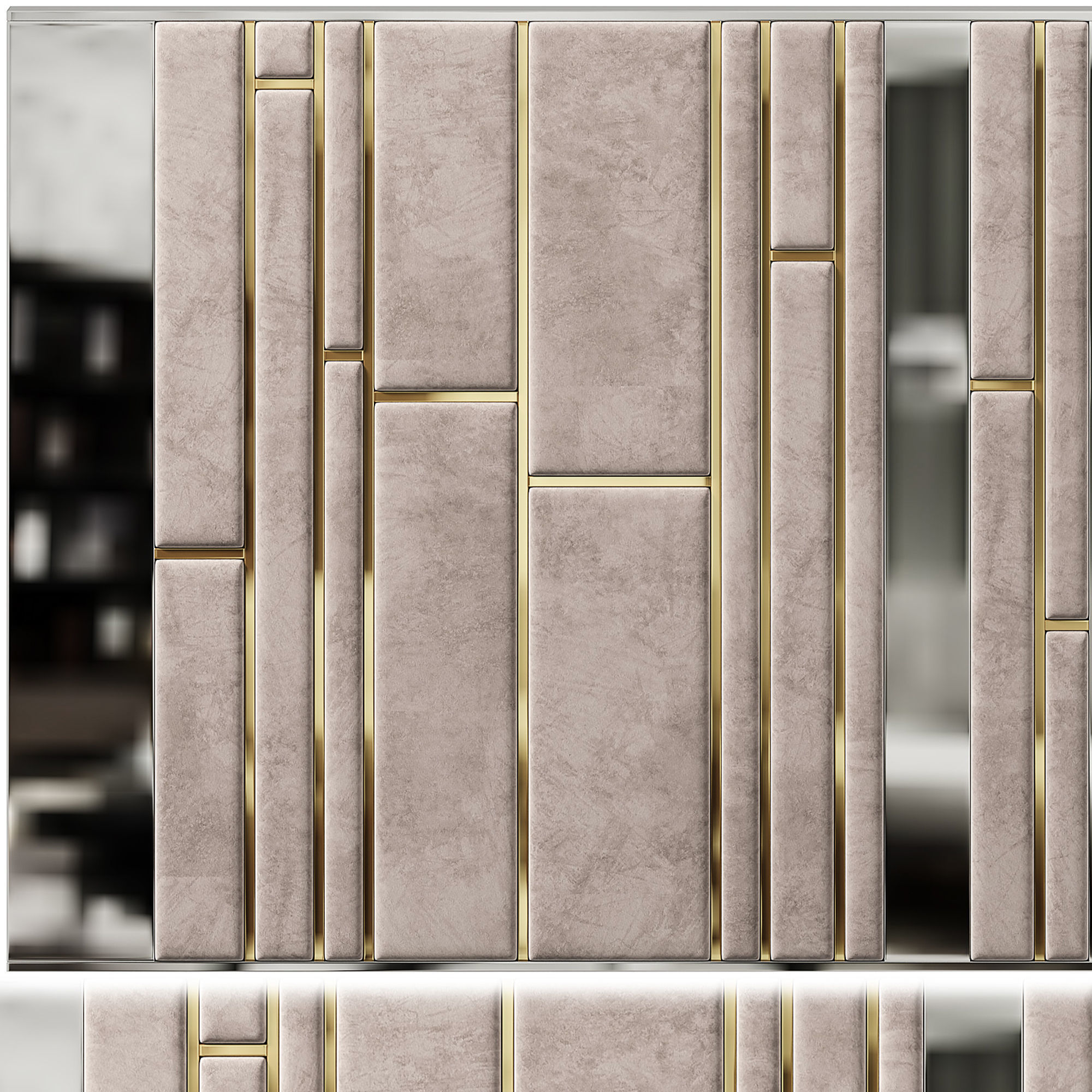 Panel mirror with gold stripes 3D model_3
