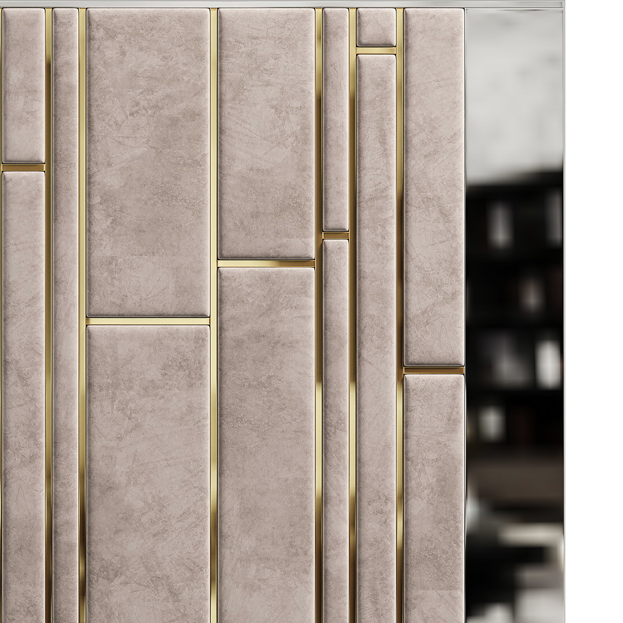 Panel mirror with gold stripes 3D model_2