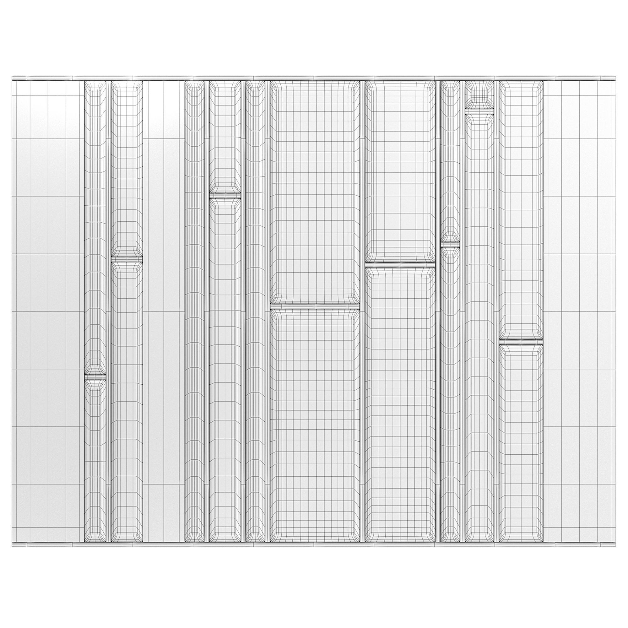 Panel mirror with gold stripes 3D model_6