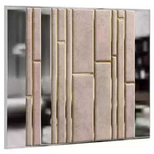 Panel mirror with gold stripes