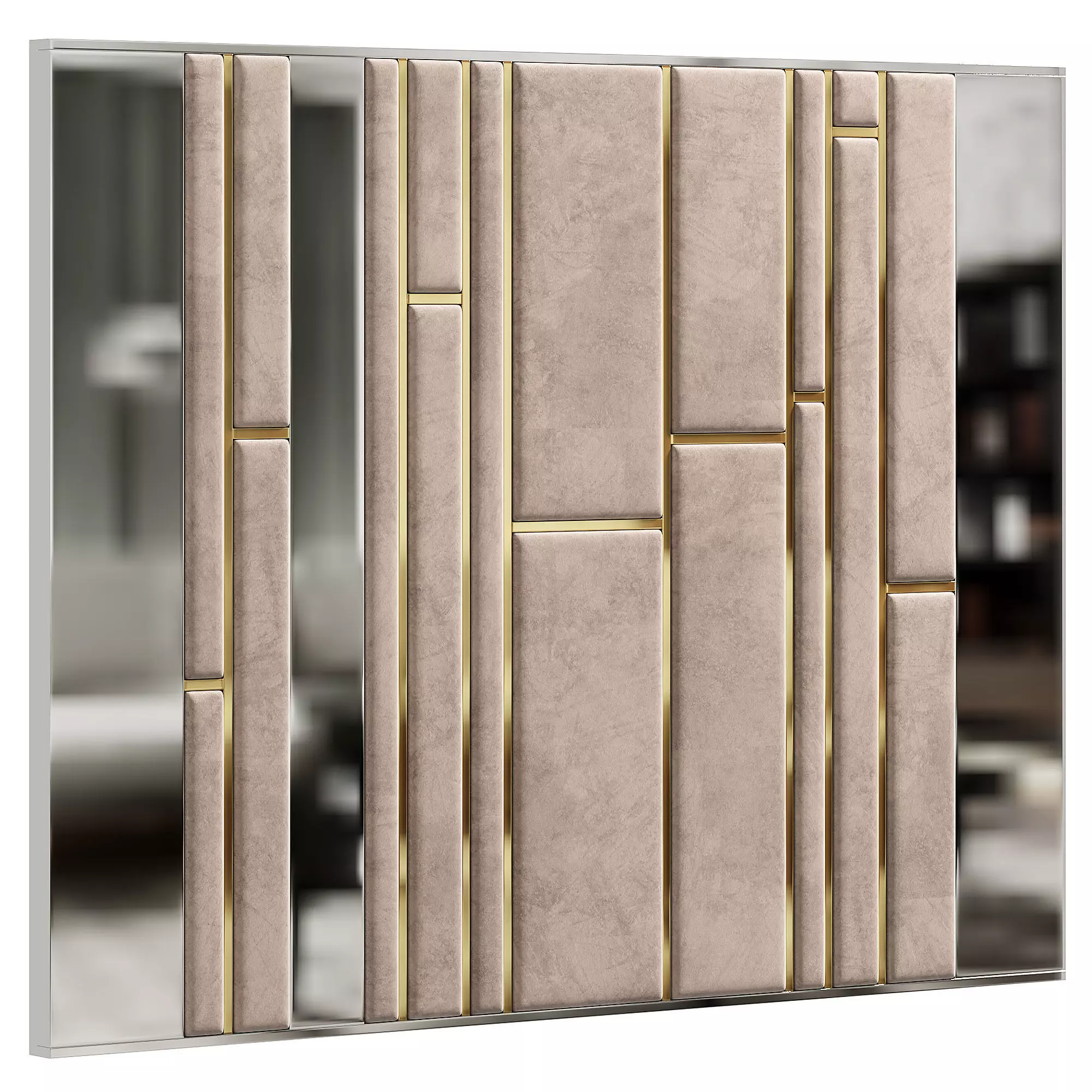 Panel mirror with gold stripes 3D model_0