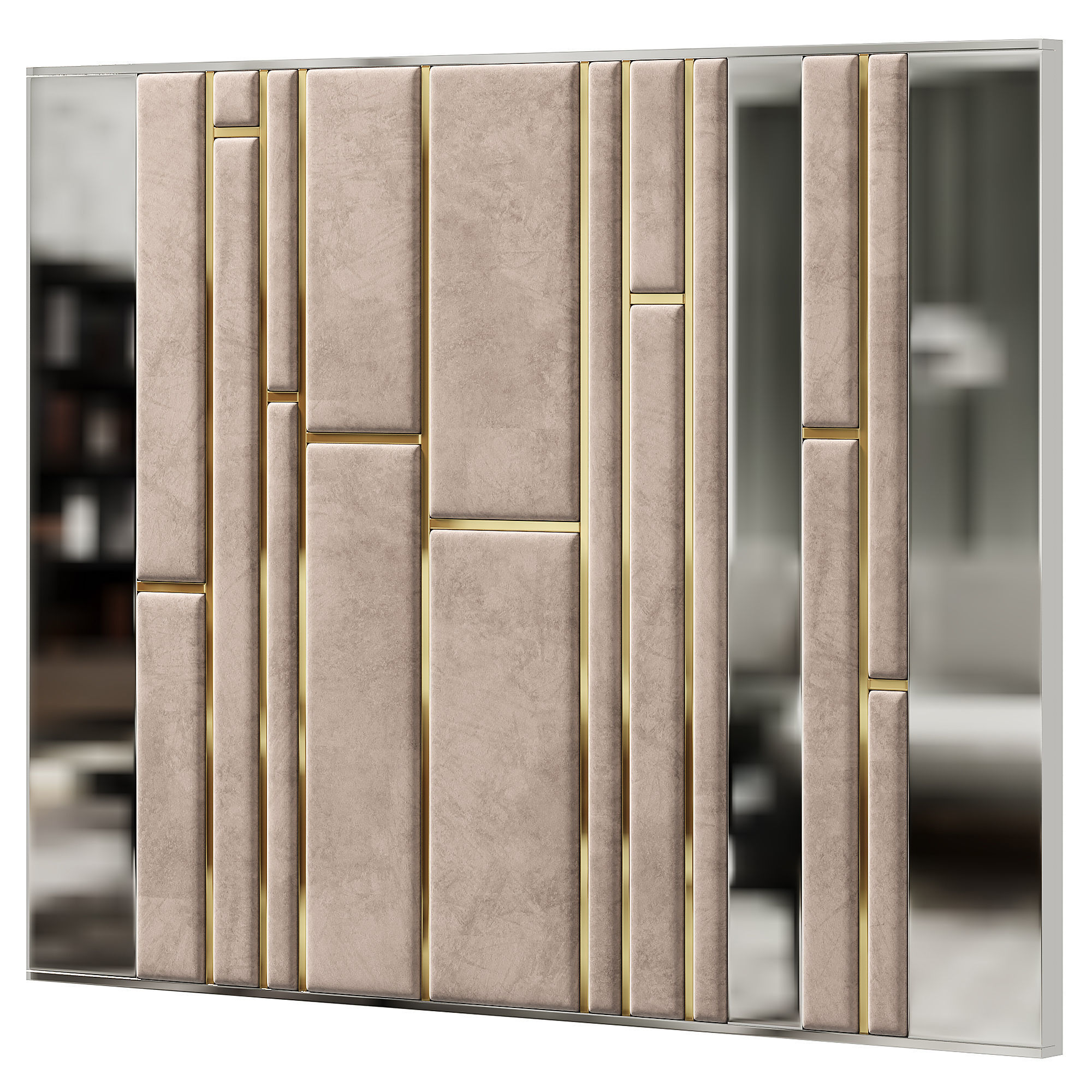 Panel mirror with gold stripes 3D model_4