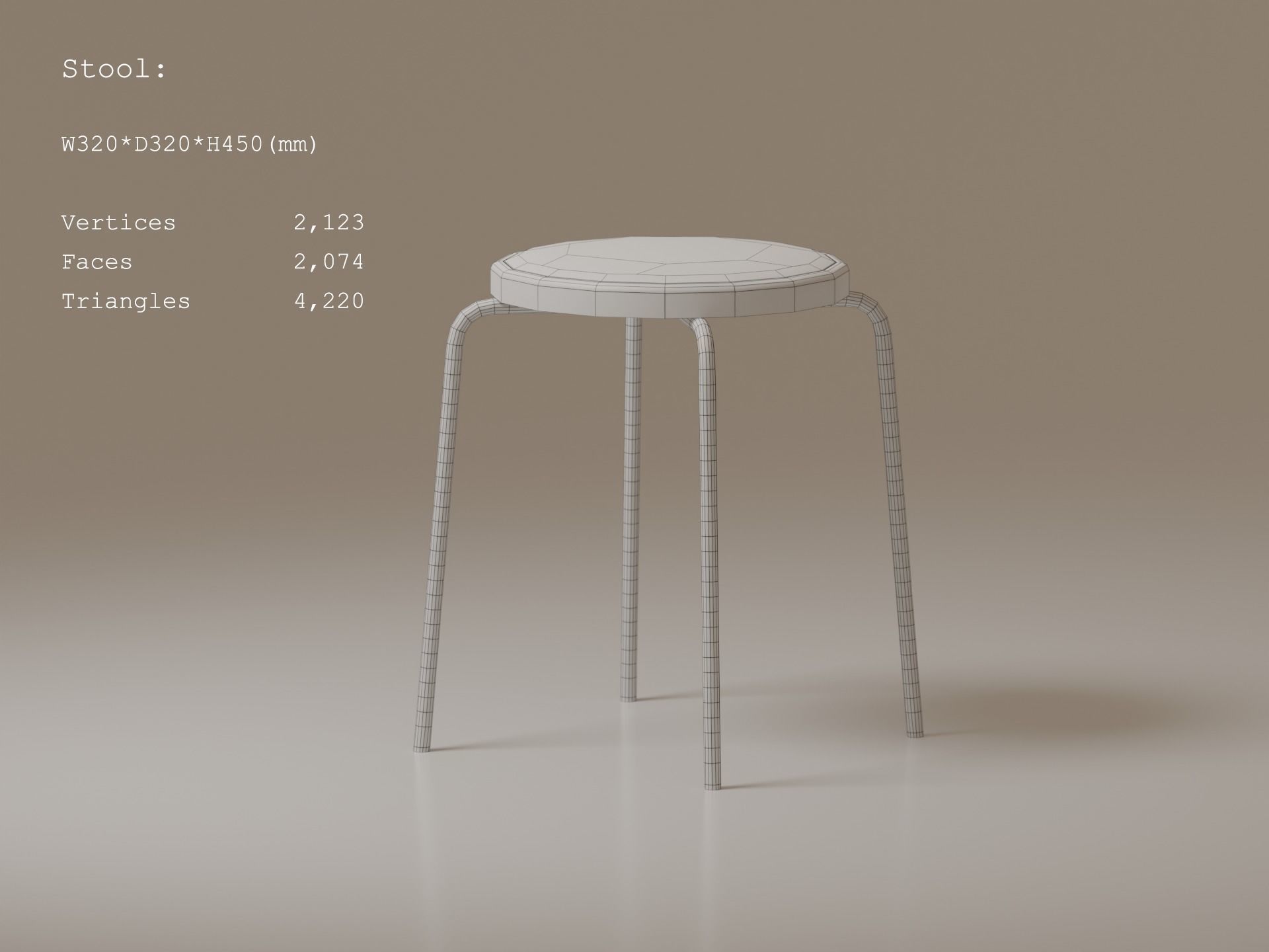 Low-poly Round Stool Free low-poly 3D model_1