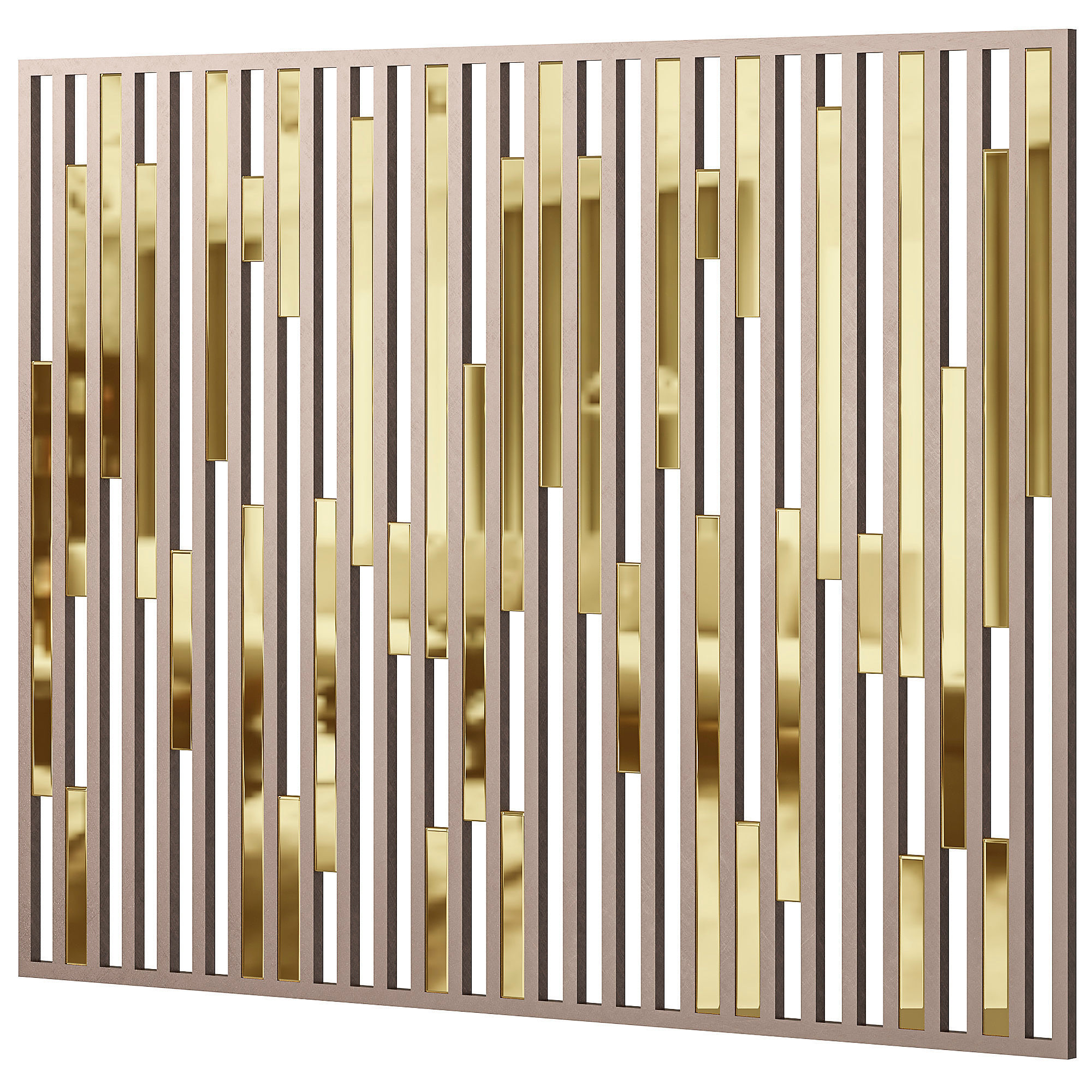Panel gold and striped wall art 3D model_4