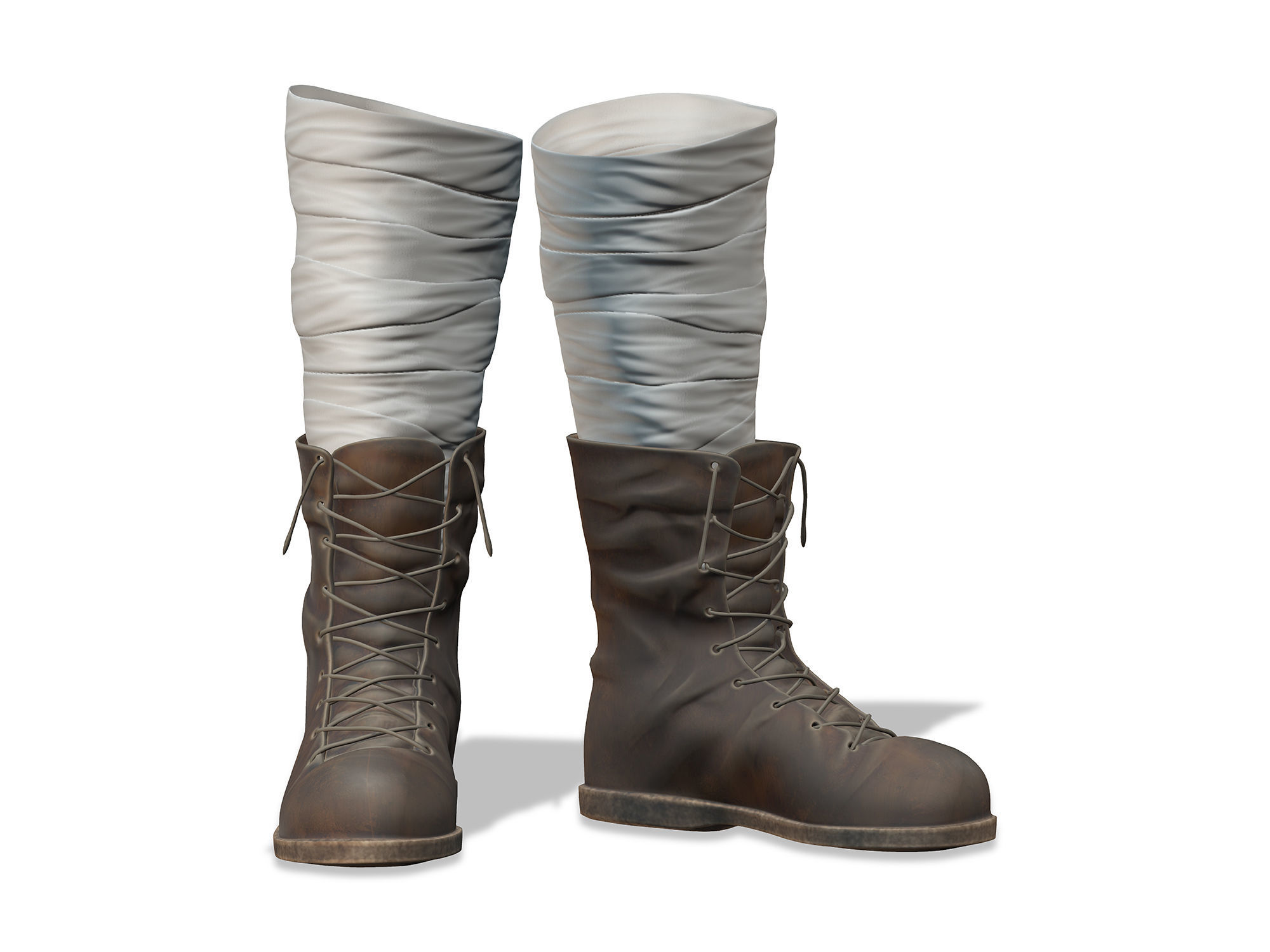 Dystopian Medieval Top Pants Boots Outfit Low-poly 3D model_5