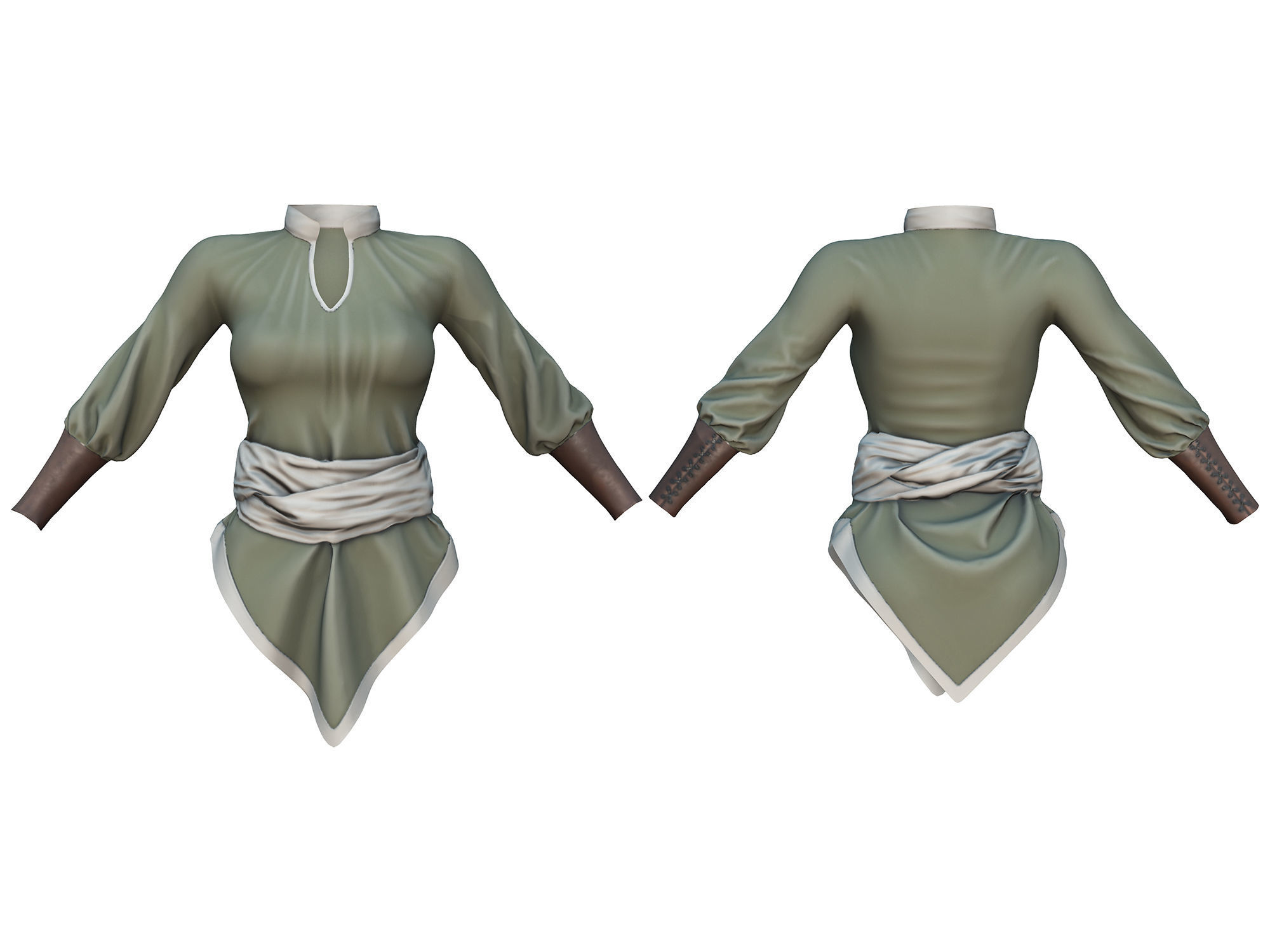 Dystopian Medieval Top Pants Boots Outfit Low-poly 3D model_3