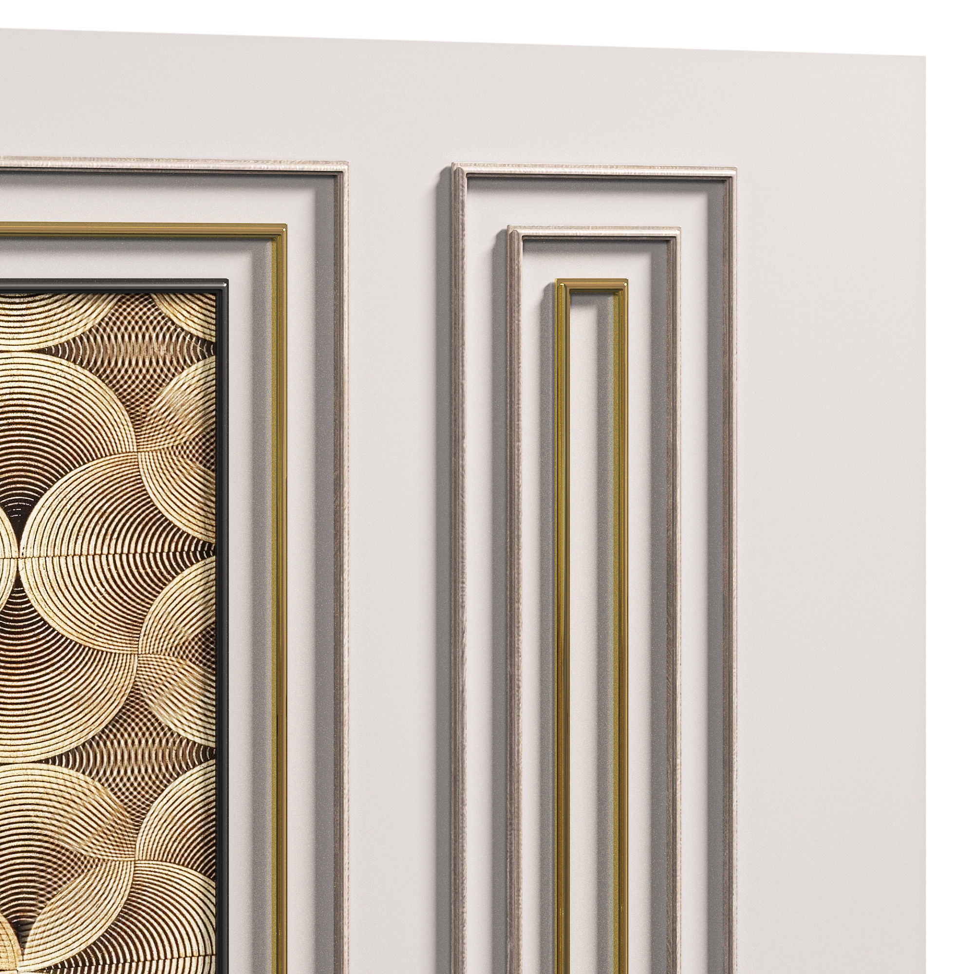 Panel door with gold and panels 3D model_2