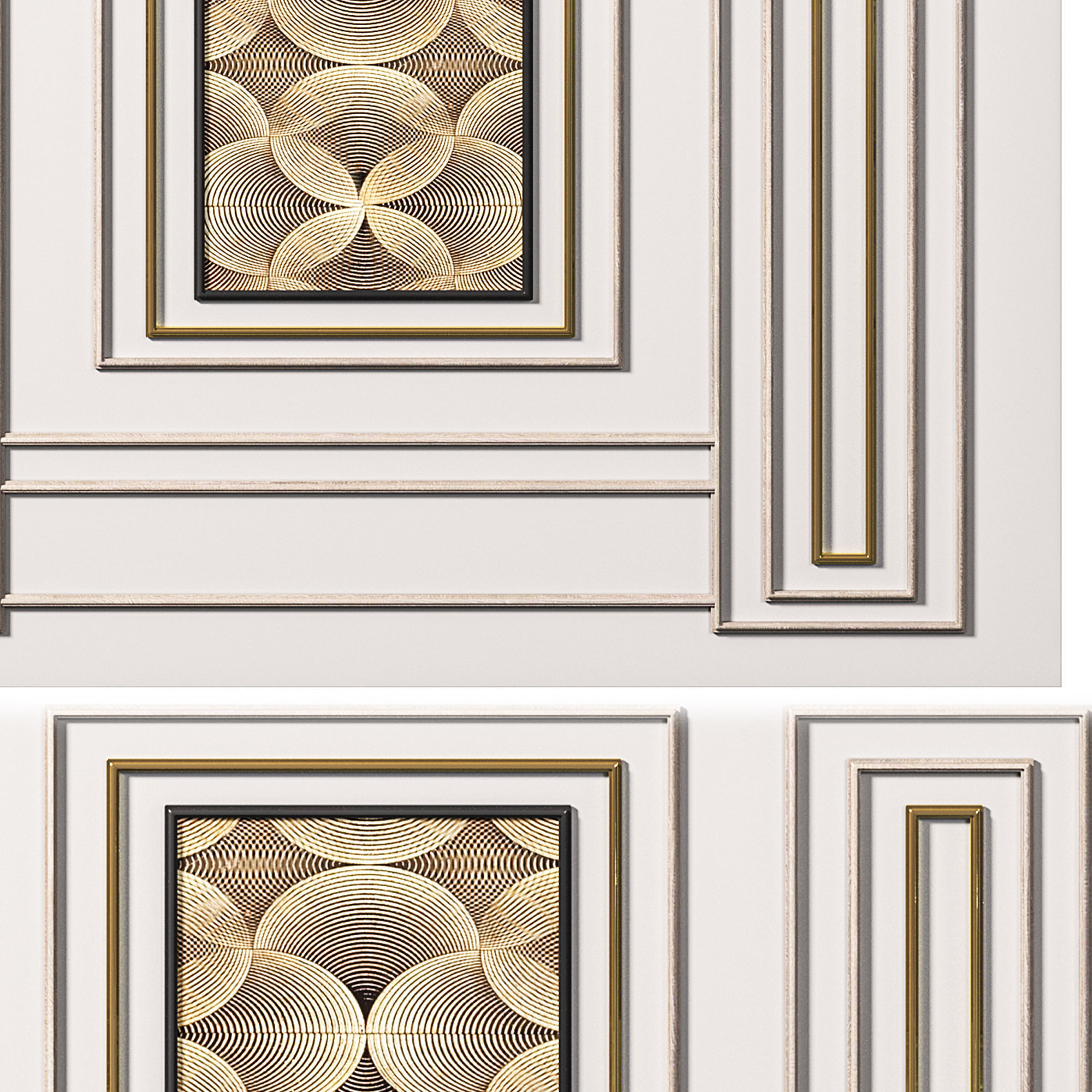 Panel door with gold and panels 3D model_3