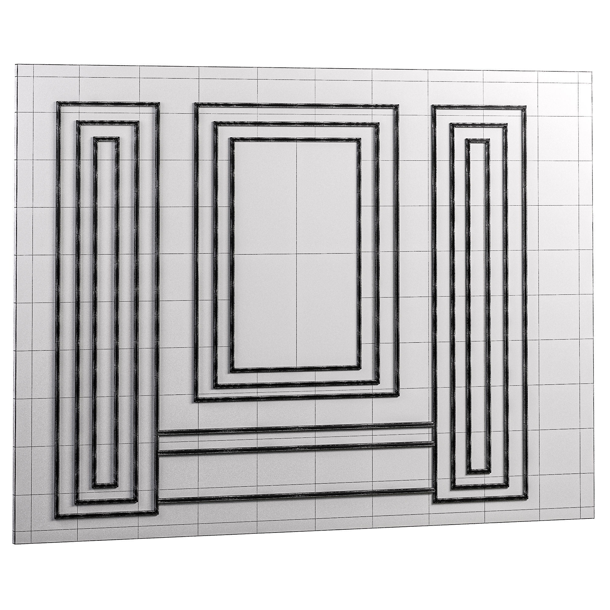 Panel door with gold and panels 3D model_6