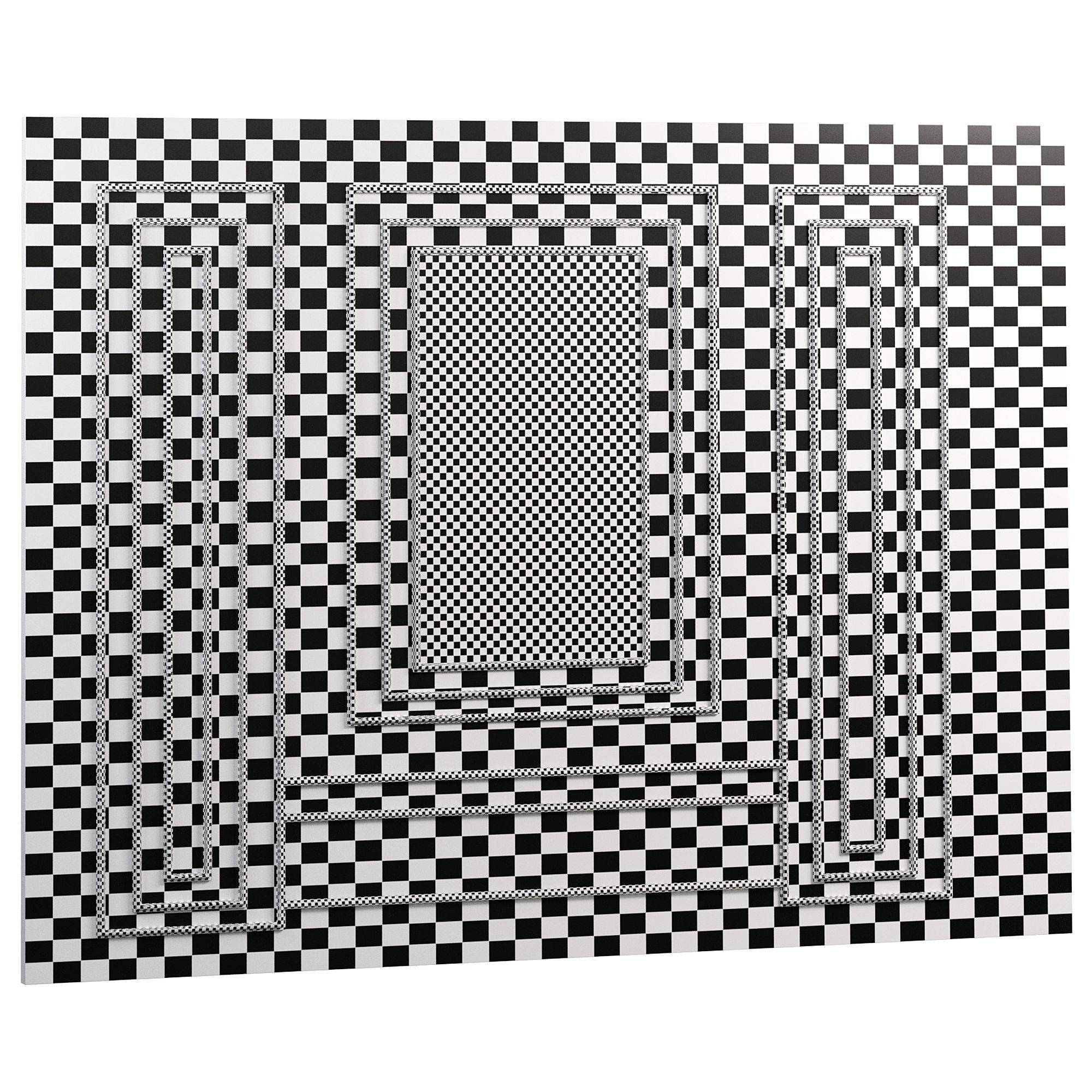 Panel door with gold and panels 3D model_7