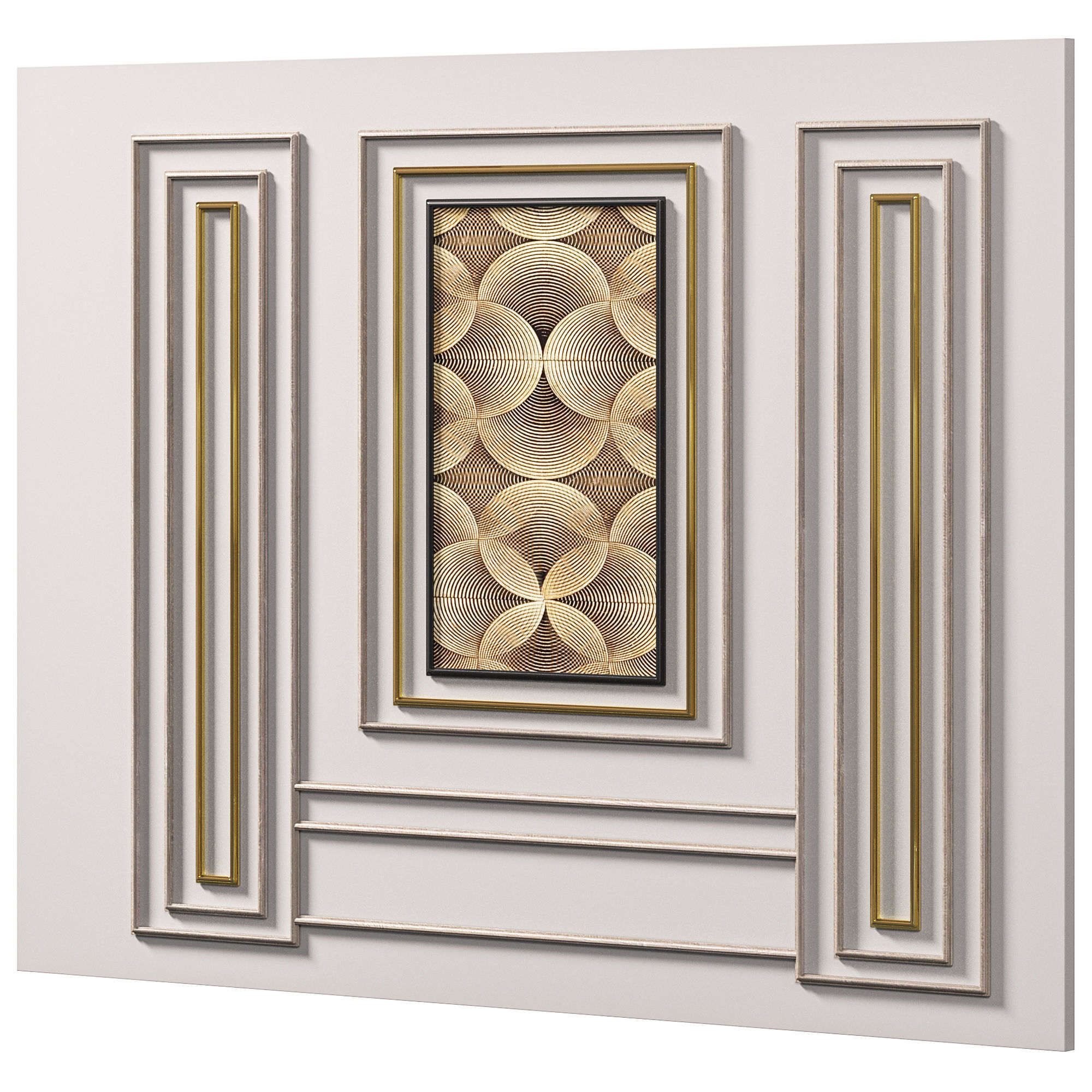 Panel door with gold and panels 3D model_4