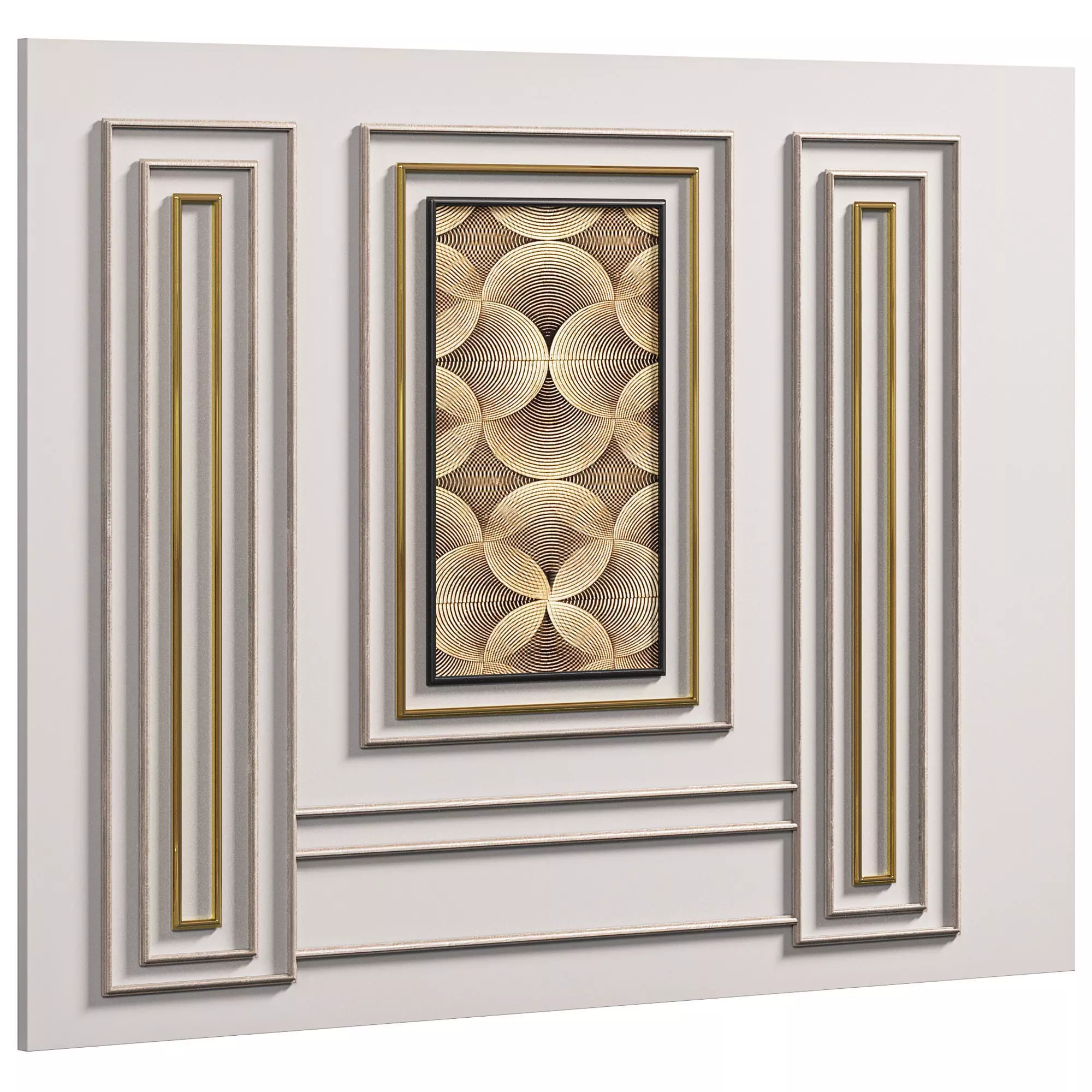 Panel door with gold and panels 3D model_0