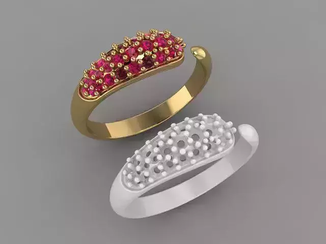 3d gold pave ring 