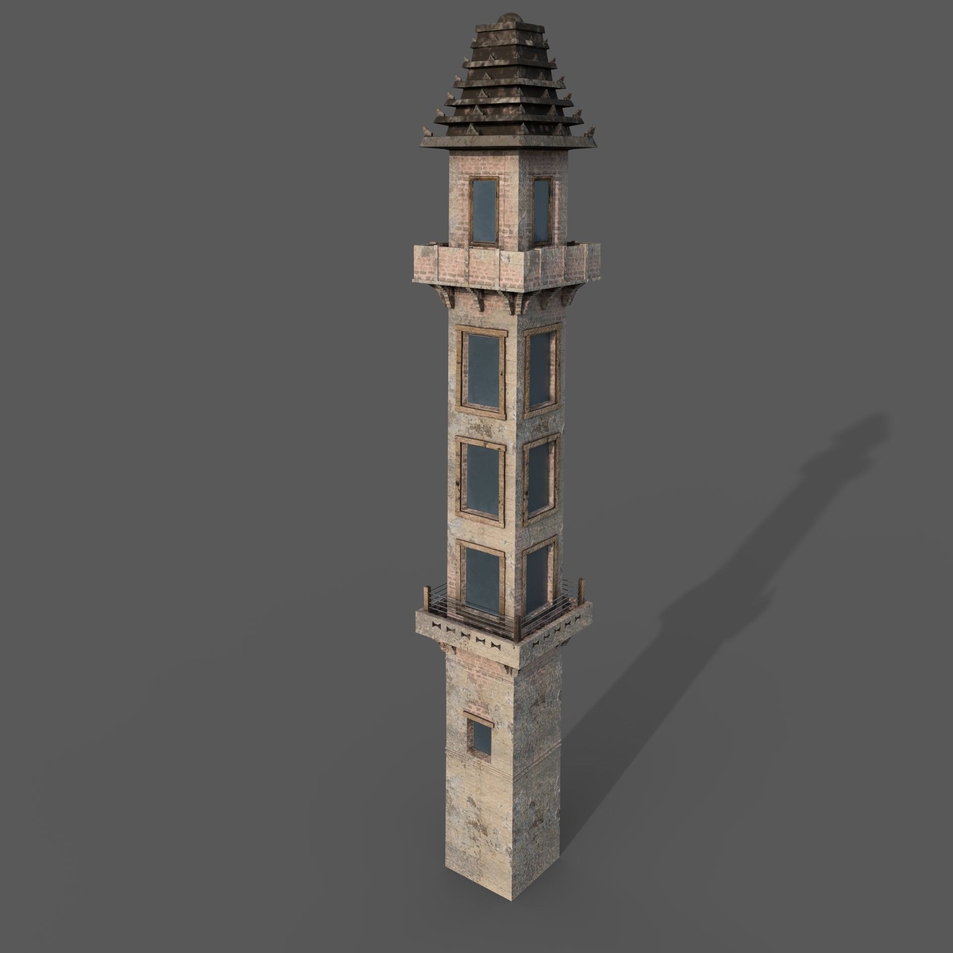 Old Watch tower Low-poly 3D model_3