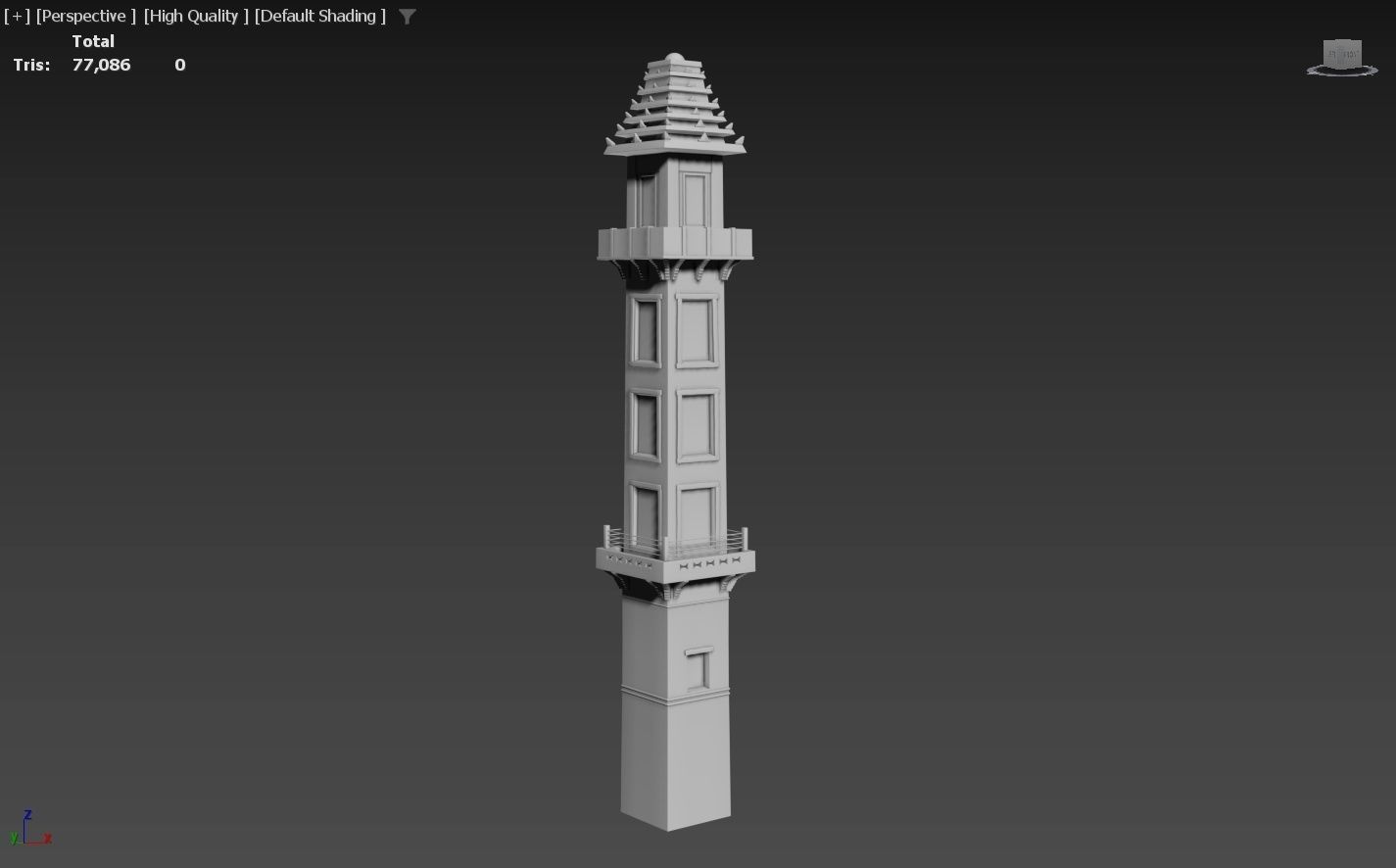Old Watch tower Low-poly 3D model_6