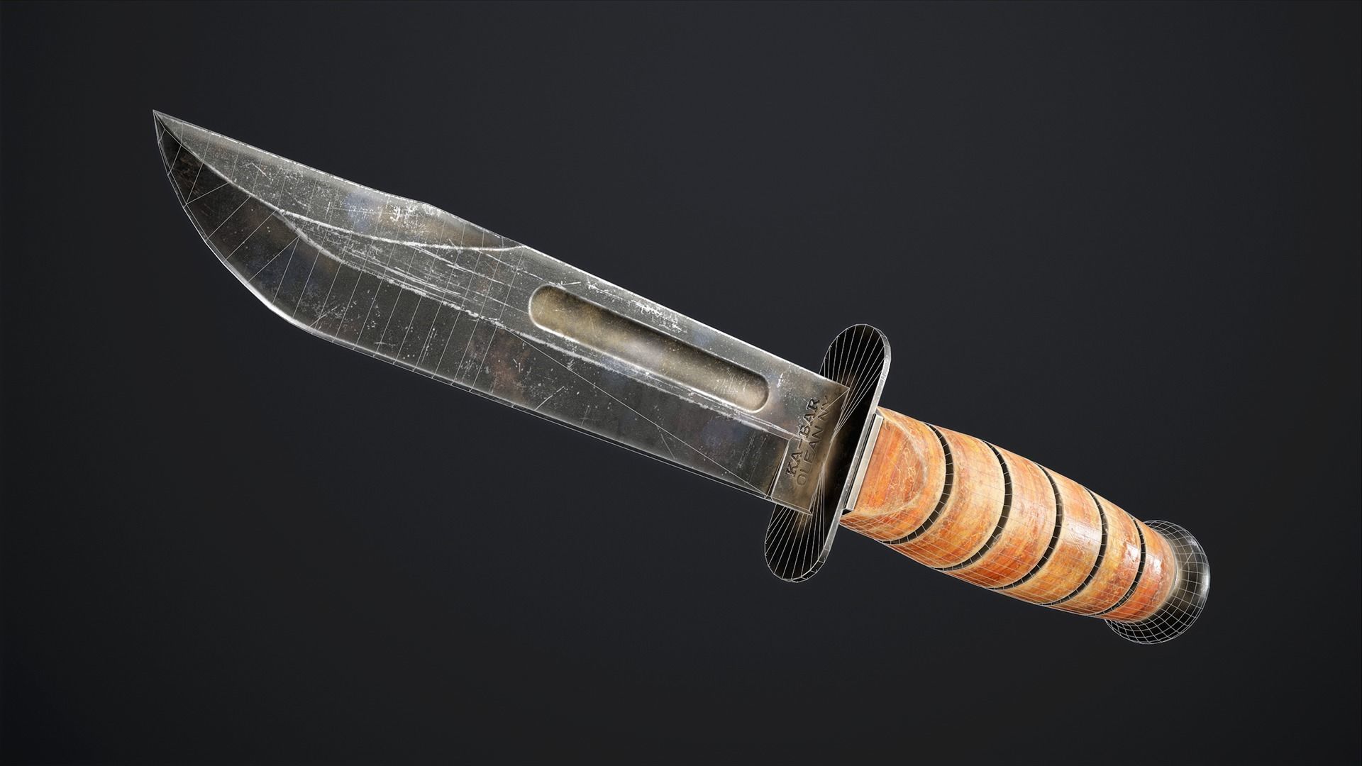 KA-BAR USMC Fighting Knife Low-poly 3D model_7