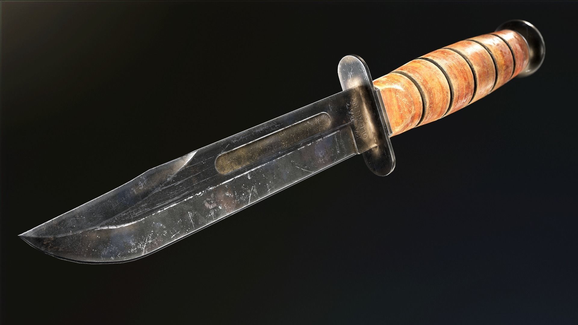 KA-BAR USMC Fighting Knife Low-poly 3D model_5