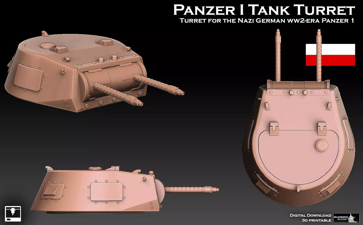 Panzer 1 Tank Turret 3D print model_0