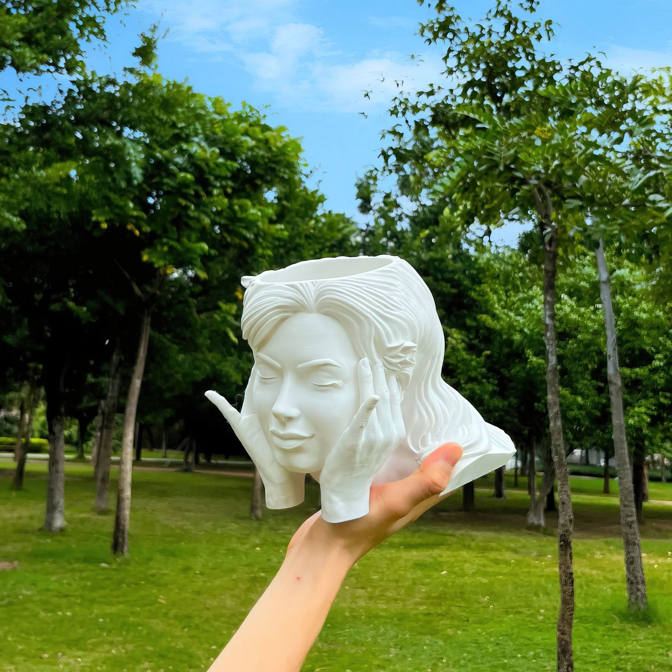 Face Head Flower Pot 3D print model_2