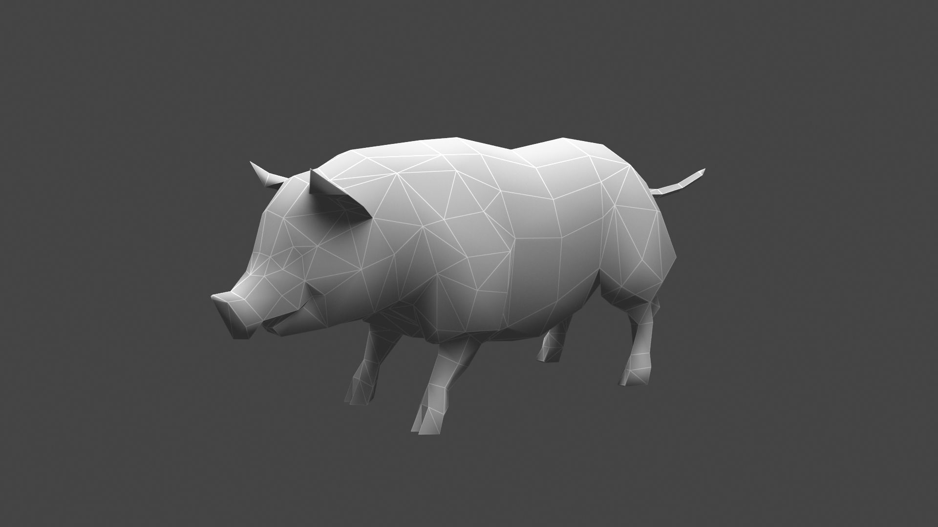low-poly animated pig Low-poly 3D model_8