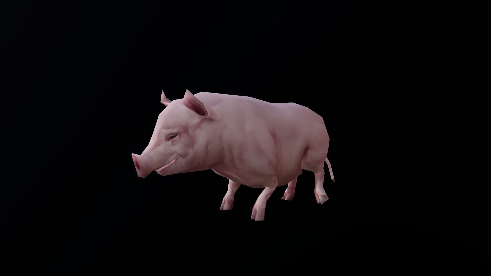 low-poly animated pig Low-poly 3D model_3