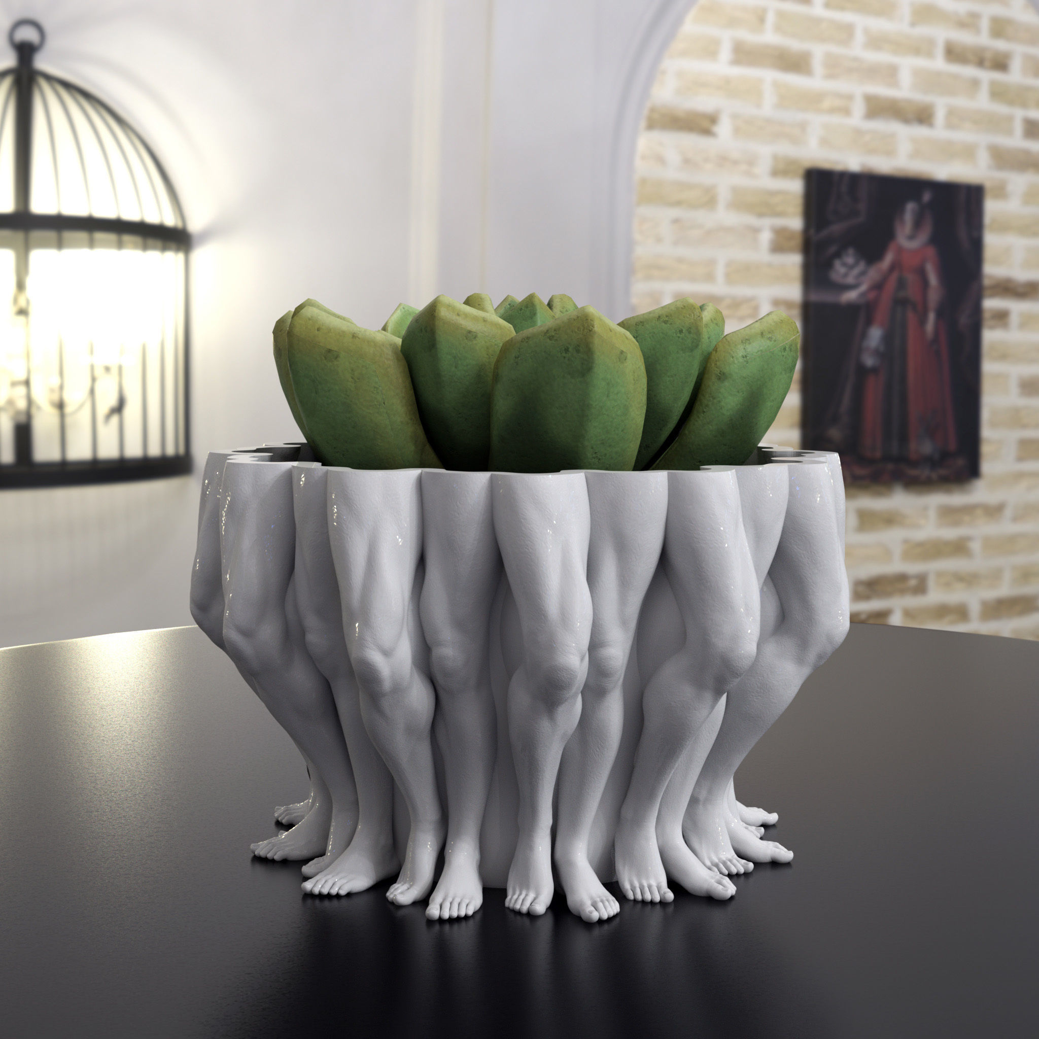 Leg strong man pot planter 3D print model_2