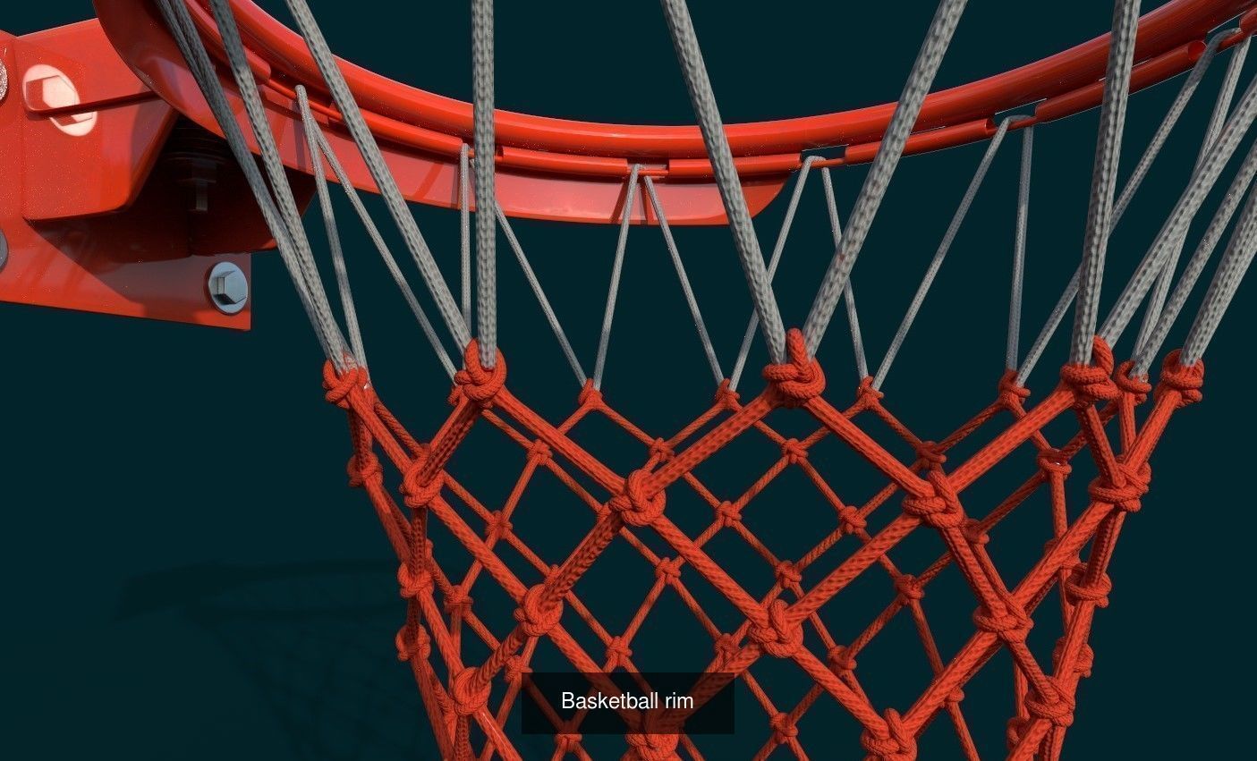 Basketball Rim and Spalding basketball Low-poly 3D Model Collection_2
