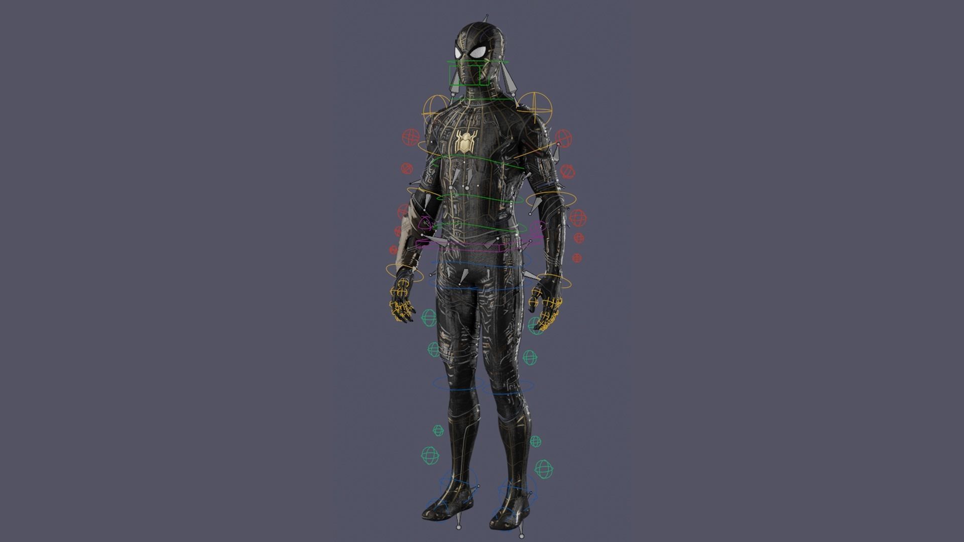 Spiderman Black and Gold suit 3D model_13
