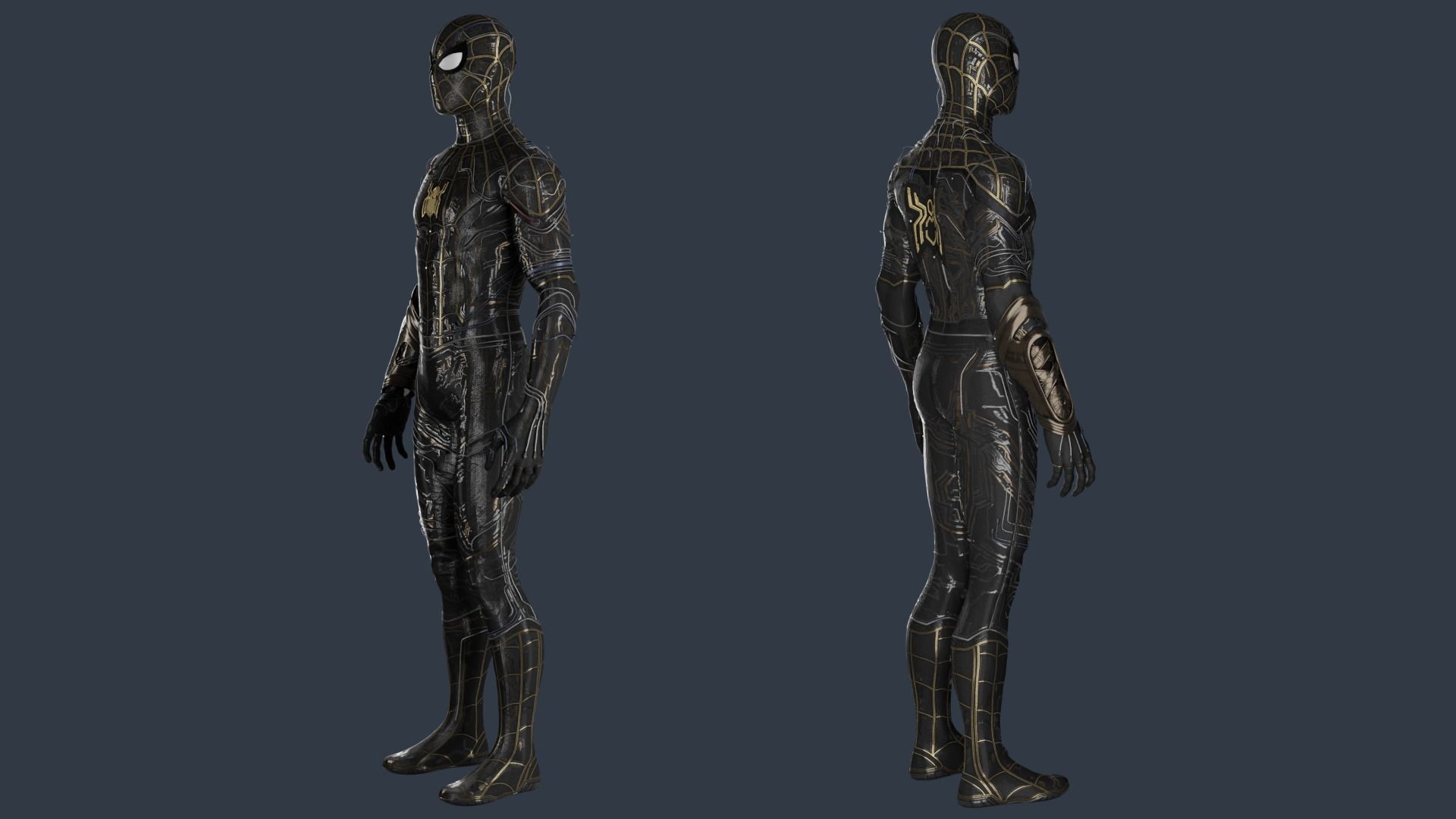 Spiderman Black and Gold suit 3D model_3
