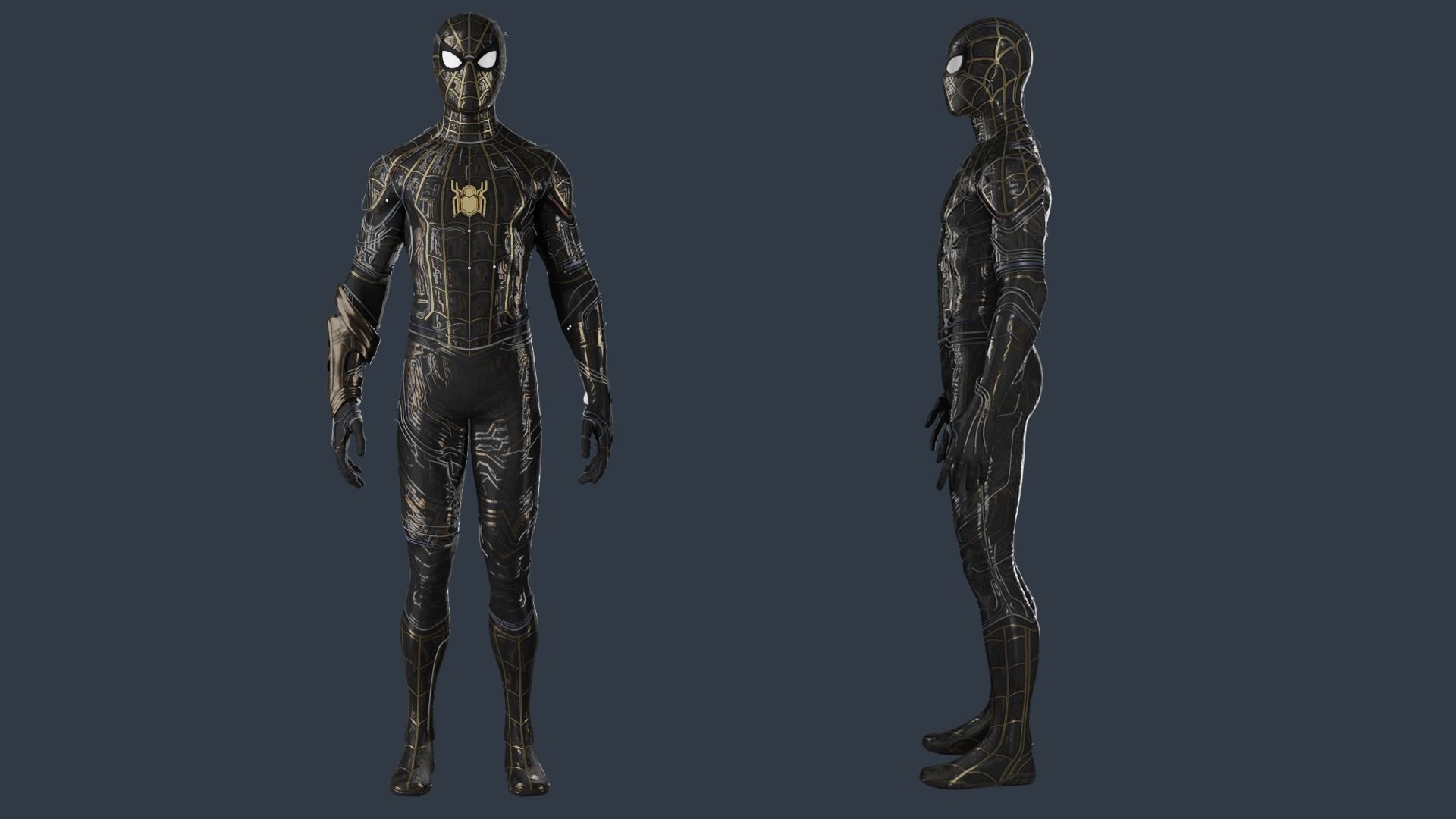 Spiderman Black and Gold suit 3D model_1