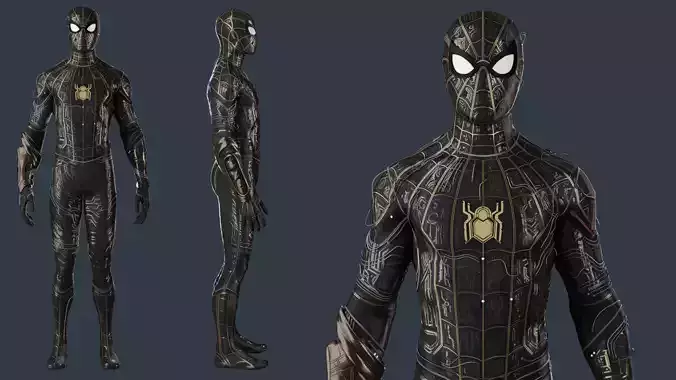 Spiderman Black and Gold suit 3D model Spiderman Black and Gold suit 3D model