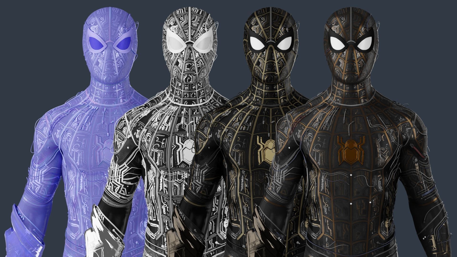 Spiderman Black and Gold suit 3D model_7